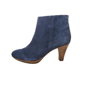 Manfield dark blue nubuck leather heeled ankle boots